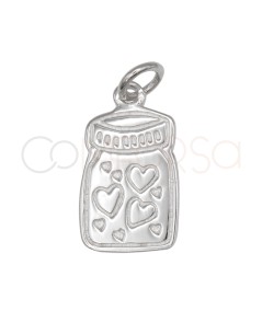 Pendentif bocal avec cœurs 10 x 15 mm en argent 925