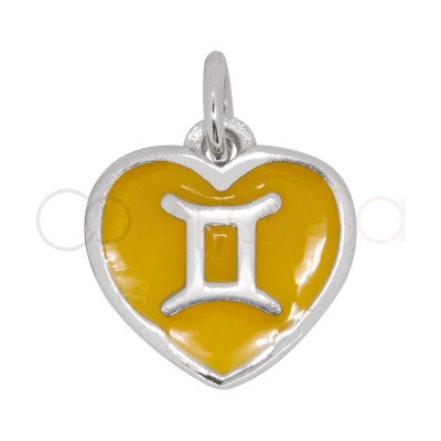 Pendentif cœur Gémeaux en...