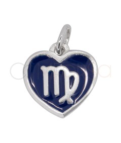 Pendentif cœur Vierge en émail Bleu foncé 11 mm argent 925