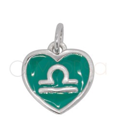 Pendentif cœur Balance en émail Turquoise 11 mm argent 925