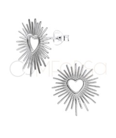 Boucles d'oreilles cœur avec des rayons 16 mm argent 925