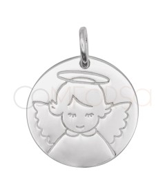 Médaille angelot avec halo 16 mm argent 925