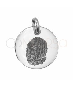 Médaille empreinte digitale avec anneau 15 mm argent 925