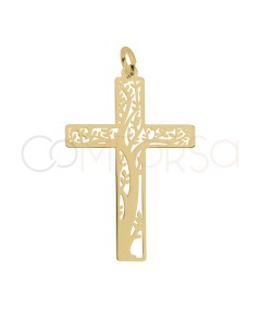 Pendentif Croix avec Arbre de vie 20 x 30 mm argent 925 plaqué or