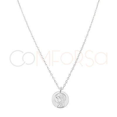 Collier avec médaille Vierge Enfant 40 cm argent 925