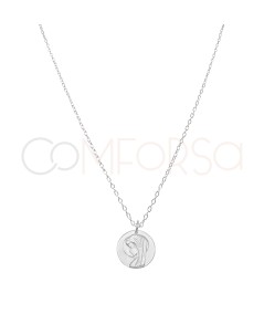 Collier avec médaille Vierge Enfant 40 cm argent 925