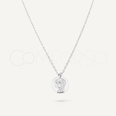 Collier avec médaille Vierge Enfant 40 cm argent 925