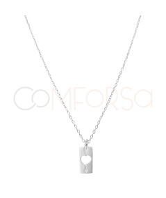 Collier plaque avec cœur ajouré et flèche argent 925