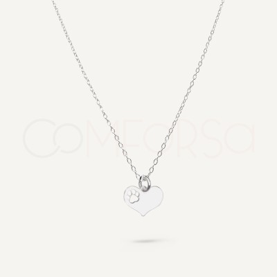 Collier cœur avec empreinte ajourée argent 925