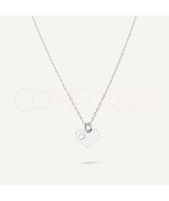 Collier cœur avec empreinte ajourée argent 925