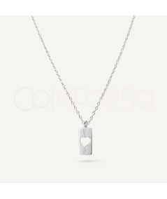 Collier plaque avec cœur ajouré et flèche argent 925