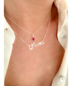 Pendentif entretoise lettre Maman avec perle 31.1 x 10.1 mm Argent 925