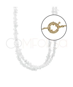 Collier double pierre Lune avec fermoir bouée dorée 45 cm