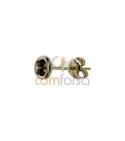 Boucle d'oreille biseau lisse avec fermoir poussette 4 mm Or 750 ml